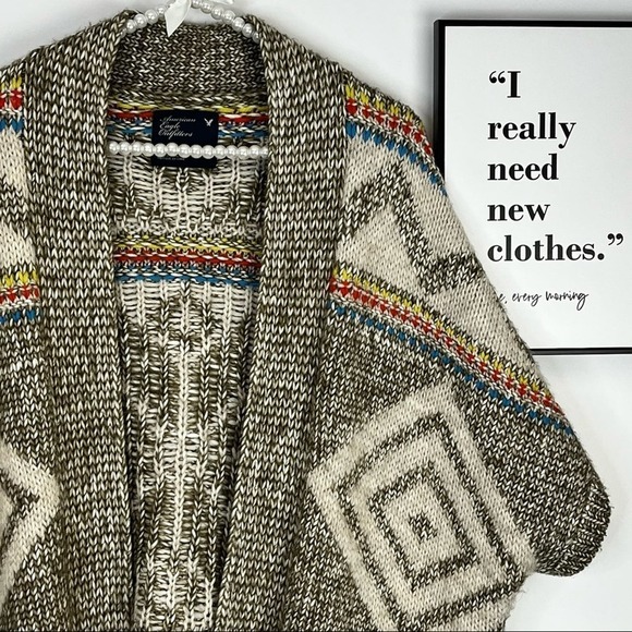 AMERICAN EAGLE OUTFITTERS AZTEC PRINT‎ KNIT SHRUG CARDIGAN EUC SZ XS/S - Picture 2 of 7